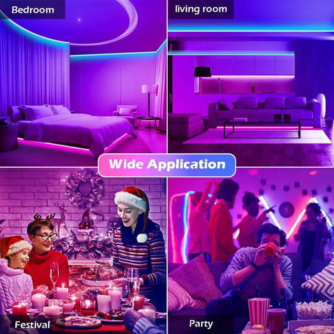 All In One 65.6Ft RGB LED Strip Lights Kit With UL Power Supply And IR Remote For bedroom, living room, festival, party lighting