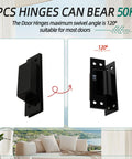 Hidden Door Hinge Set for 5 Inch Doors Black 304 Stainless Steel Rock Solid Heavy Duty Invisible Hinge 120 Degree 3mm Thick 4 Pieces Includes 32 Screws and Mounting Hardware Riyhch