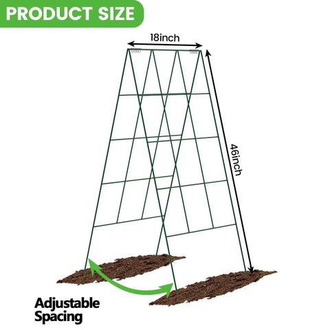 Foldable Cucumber Trellis 2 Pack A Frame Garden Support For Climbing Plants 46 Inch Long By 18 Inch Wide Steel Frame With Green