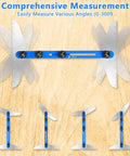 Stair Tread Template Tool Aluminum Alloy Jig for stair measuring, layout angles 0-300°, adjustable tread gauge on wood surface