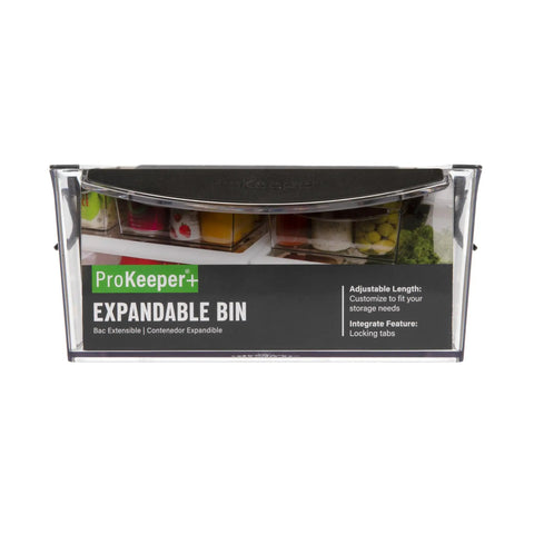 Expandable Pantry And Refrigerator Storage Bins With Locking Tabs Modular Organizers For Fridge Or Pantry Adjustable Length To Fit Shelves No Fuss Built In Handles Stackable Bins For Easy Pantry Organization front view