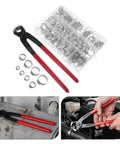 VICASKY Premium Stainless Steel Hose Clamp Crimping Tool Kit With 160 Nonstep Single Ear Clamps For Rust Proof Auto And Home Repairs In Handy Organized Case, pliers and assorted clamps