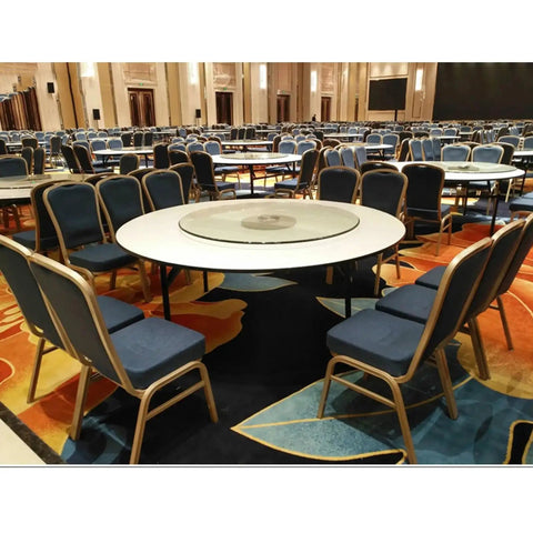 Tempered Glass Lazy Susan Turntable For Dining Table Round Rotating Serving Tray on banquet table setup in large hall