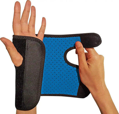 Right Hand Carpal Tunnel Wrist Brace For Men And Women Adjustable Wrist Splint with blue and black fabric design