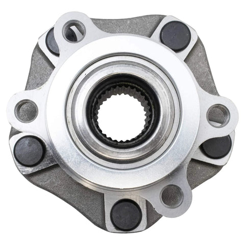 Two Piece Front Wheel Bearing And Hub Assembly Set For Driver And Passenger Sides Bolt On Easy Install Direct Fit Compatible With 2015 2018 Chevrolet City Express 2013 2019 Nissan NV200 2013 2019 Sentra And 2013 2017 Leaf, front view