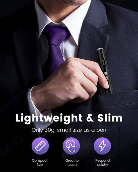 Man placing 3-In-1 Travel Hidden Camera Detector And GPS Tracker Finder, Dope Portable Wireless Signal Bug Detector in suit pocket.