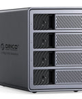 Heavy Duty Four Bay Aluminum Usb Three Zero External Hard Drive Enclosure Case With Rock Solid Rack Mount Design And Bad Ass Killer Storage Up To Eighty Eight Tera Bytes For Pro Video Editing And Massive Archives, showing four drive bays.