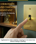Heavy Duty Solid Brass And Steel Toggle Light Switch 1 Gang Kit With Gold Finish Wall Plate UL Listed, hand turning switch