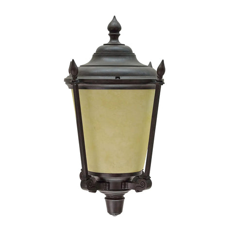 Outdoor Wall Light Lantern In Aged Bronze With Amber Glass 1 Light Fixture E26 Socket 60W Max UL Listed For Outdoor Use