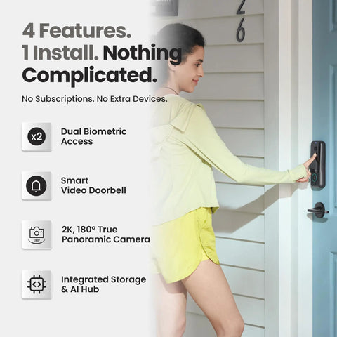 All In One Front Door Smart Lock With Palm Vein And Fingerprint Scanning Keyless Entry Video Camera And Smart Doorbell Slick Design Hassle Free Setup Unbeatable Security Edge