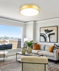 Living room with Close To Ceiling LED Flush Mount Light 12 Inch 24W With 5 CCTs Natural Light No Flicker Long Lifespan 20000 Hr