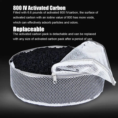 Replaceable activated carbon pack for Beefed Up 180W Fume Extractor with 387 cubic meters per hour airflow adjustable speed.
