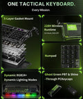 Slick 98 Key Wireless Mechanical Gaming Keyboard With Tri Mode Connectivity Bluetooth 5.4 And USB C Wired Hookups Featuring 8K Polling Rate highlighted features like gasket mount, RGB lights, and numpad.