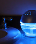 Little Squirt Glowing Water Air Revitalizer And Diffuser With 10ml Lavender Oil for Fresh Vibes, silver color, glowing in dark bathroom