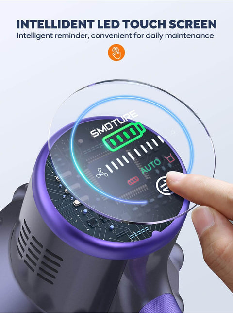 Intelligent LED touch screen on Dual Battery Cordless Vacuum Cleaner With 110 Minutes Run Time 45KPa Suction 550W Brushless Motor Auto