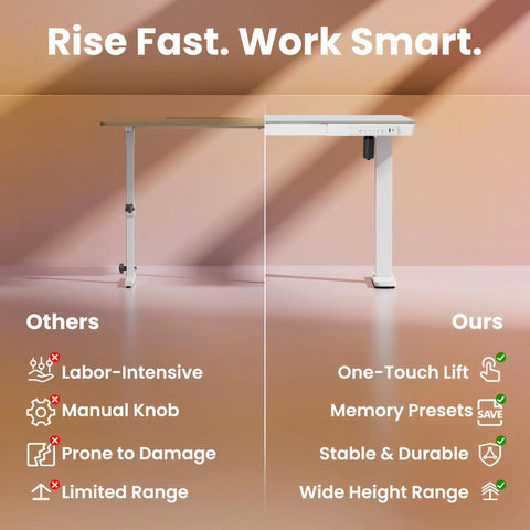 Comparison of Glass Standing Desk With Drawers, 35 By 20 Inch Electric Adjustable Height showing features and benefits