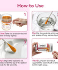 AssuTest lead test kit with 60 lead test swabs in a jar; front view showing a four-step usage infographic.