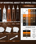 Top Shelf Brown Leather Repair Kit For Couches Car Seats And Furniture Featuring No Sweat Diy Instructions with color mixing guide and tools.