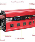 Beefy 3000W DC To AC Inverter With LCD Display And Remote Control 4 AC Outlets And 4 USB 3.1A Ports 12V To 110V 120V for car use