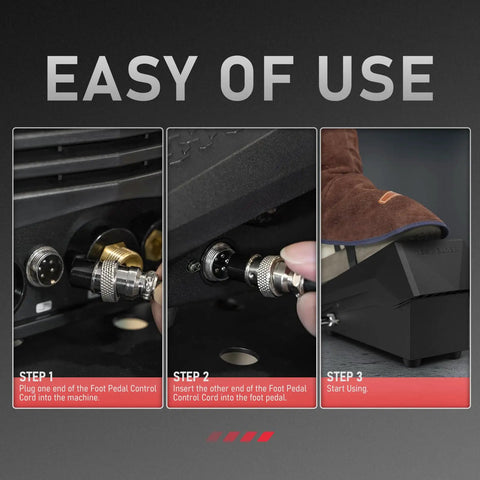 Easy install guide for Foot Pedal Amp Control For TIG Welders with 5-pin connection steps and operation.