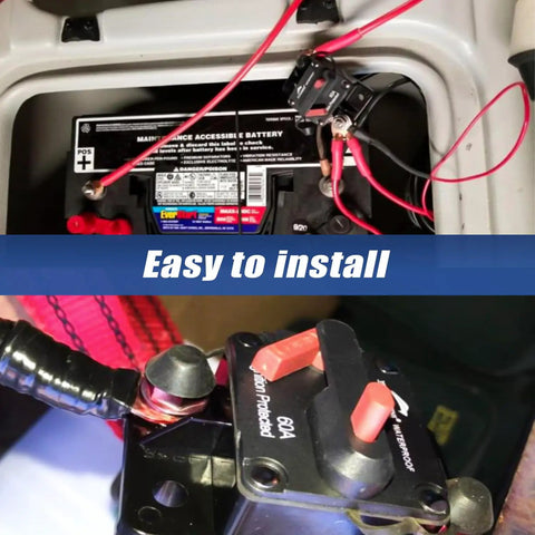 50 Amp Trolling Circuit Breaker With Manual Reset Waterproof And Splash Proof Dust Proof 12V To 48V DC Surface Mount in use