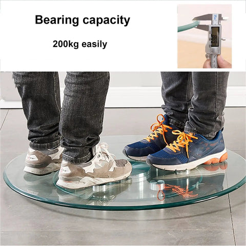 Clear Tempered Glass Rotating Serving Tray Round Turntable For Dining Table 39 Inch Lazy Susan Organizer Easy Spin Glass Centerpiece supports weight