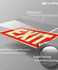 Exit Glow In The Dark Sign Stickers Red 2 Pack 10x7 Inch Photoluminescent Vinyl Laminated For UV Weather Resistance diagram