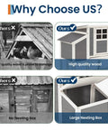 Comparison of wooden chicken coops highlighting high-quality wood and large nesting box for 98 Inch Large Wooden Chicken Coop For 6 To 8 Chickens With Pull Out Tray, Four Nesting Boxes, Dual Roosting Perches, Outdoor Hen House Fence, Backyard Poultry Cage For Easy Cleaning And Safe, Spacious Flock.