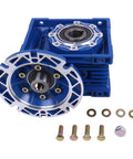 30 To 1 Worm Gear Speed Reducer MRV063 56C Mount Hollow Shaft 1.77 HP At 1750 RPM 1416 In Lb blue metal housing bolts