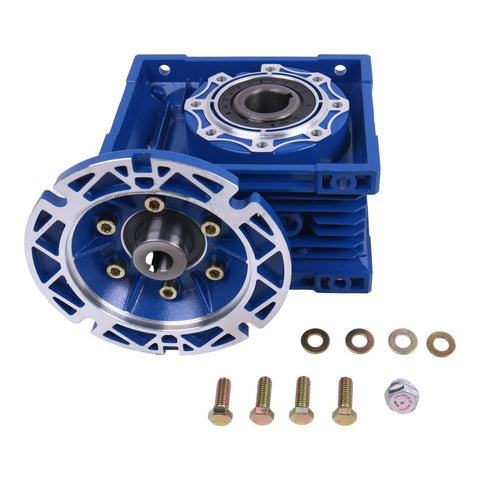 30 To 1 Worm Gear Speed Reducer MRV063 56C Mount Hollow Shaft 1.77 HP At 1750 RPM 1416 In Lb blue metal housing bolts