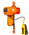 Prowinch 2 Ton Electric Chain Hoist With 20 Ft Lift And H3 Heavy Duty Grade For Continuous Industrial Warehouse Work, orange and black unit.