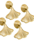 4 Piece Dope Golden Leaf Knob Set For Cabinets And Drawers, Metal Door Handles For Kitchen Furniture Wardrobe Cupboard