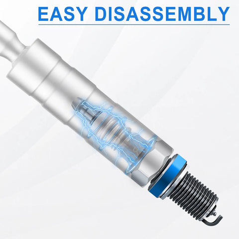 Close-up of 16mm Magnetic Spark Plug Socket Set With Swivel Head Thin Wall Three Eighths Inch Drive 12 Point Design.