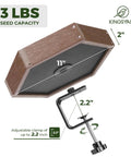 Clamp On Deck Bird Feeder With 11 Inch Hexagon Tray No Drill Balcony Railing Mount 2.2 Inch Clamp Adjustable Recycled Plastic Seed Tray