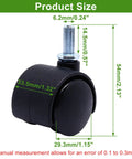 One Inch Swivel Caster Wheels Set Of Four With M6 15mm Straight Grained Rod Nylon Replacement Casters for Furniture