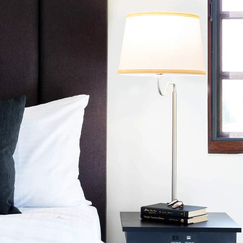 Space Saving Side Table With Built In Floor Lamp And USB Port, Nightstand And Desk Lamp Combo, Modern Black End Table With White Shade, Perfect For Small Bedrooms, Living Room Or Office