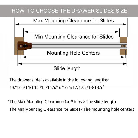 How to choose size for Heavy Duty Bottom Mount Drawer Slides For Bulletproof Zero Resistance Glide No Sweat Setup For Stuck Dressers Cabinets And Nightstands T1408.