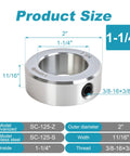 Two Piece One And One Quarter Inch Bore Shaft Collars Zinc Plated Solid Steel With Set Screws Two Inch Outer Diameter