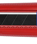 CutiX Universal Snap Knife With Stabilization Bar, 6-1/2 Inch Red Blue Grip, Quick Blade Replacement Without Tools shown from above
