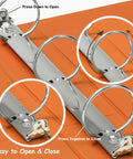 1.5 Inch 3 Ring Binder With Clear View Cover Holds 300 Sheets Of US Letter Paper Multipocket Design in Bright Orange Color