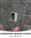 Rugged Weatherproof Outdoor Electrical Junction Box With Breaker Panel Cover mounted on a wall for efficient solar wiring.