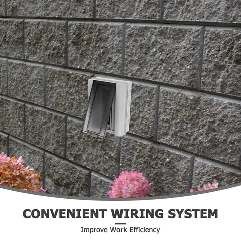 Rugged Weatherproof Outdoor Electrical Junction Box With Breaker Panel Cover mounted on a wall for efficient solar wiring.
