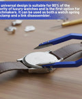 Pro Grade Watch Spring Bar Tool Kit With Tweezers And Bracelet Link Remover for precise band changes on watch.