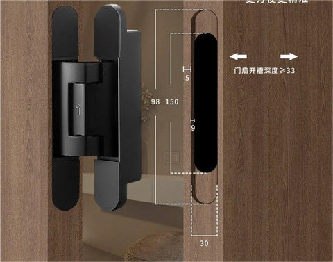 194mm Hydraulic Buffer Invisible Door Hinge Three Dimensional Adjustable Cross Hinge With Silent Automatic Closing For Interior Doors Heavy Duty Yet Smooth And Quiet Easy Install No Fuss Fits Most Doors