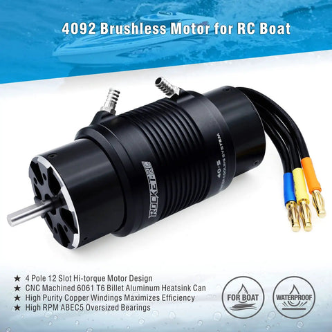 Rock Solid Brushless RC Boat Motor With Heavy Duty Water Cooling Jacket High Torque 920KV 4 Pole Design 5MM Shaft close-up view