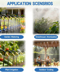 360 Degree Adjustable Drip Irrigation System With Large 50 Ft 15/32 Inch Hose for gardens, greenhouses, plants, outdoors
