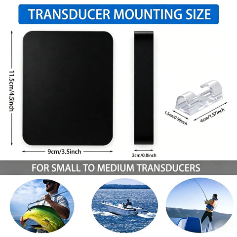 Screwless Transducer Mounting Plate Kit For Boats No Drill Hull Install Easy Clamp On 4.5 Inch By 3.5 Inch Standard Size Black