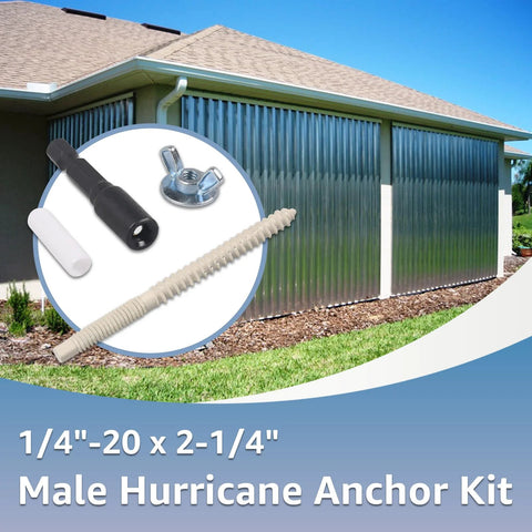 Heavy Duty Hurricane Anchor Kit Set For Fixing Shutter Panels Storm Panels And Sliding Glass Doors Plywood Compatible Includes Driving Tool 30 Sets Of 1/4-20 By 2-1/4 Inch Male Anchors Wingnuts And Protectors product image