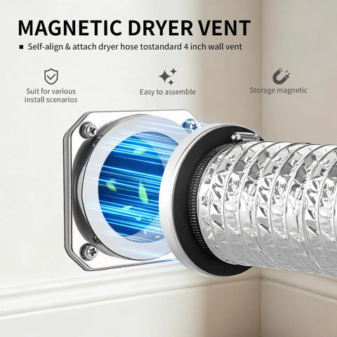 Magnetic Dryer Vent Connector Kit With Aluminum Alloy Shell Dual Sided Strong Magnets For Quick Snap On Attachment Easy To Clean