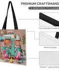 Flame Bird Camping RV Themed Tote Bag For Women with durable polyester and comfortable shoulder straps.